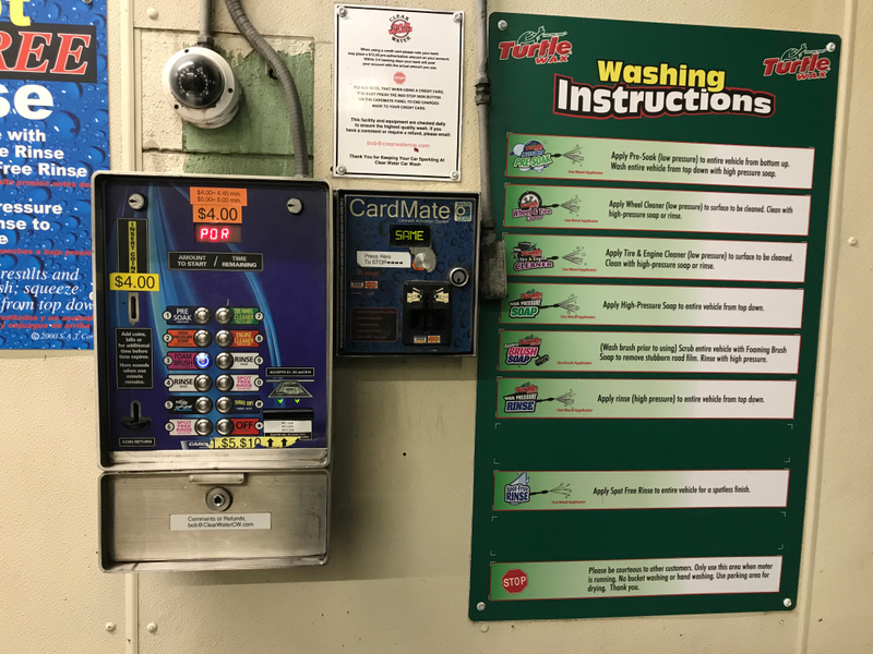 Swipe card on the “CardMate”, then just push any of the function buttons and you’re good. I did pre soak, high pressure soap, rinse, and then turbo try.